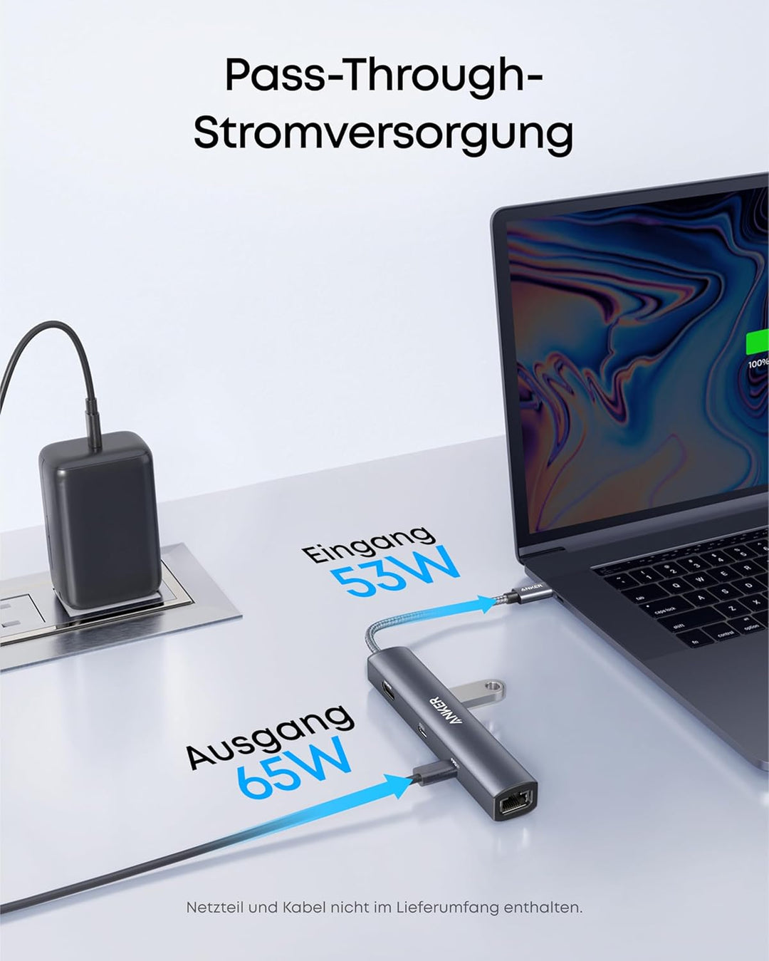 Anker PowerExpand 6-in-1 Ethernet Adapter, PD Hub, 65 PD, 4K HDMI, 1Gbps Ethernet, Daten, 2 USB 3.0