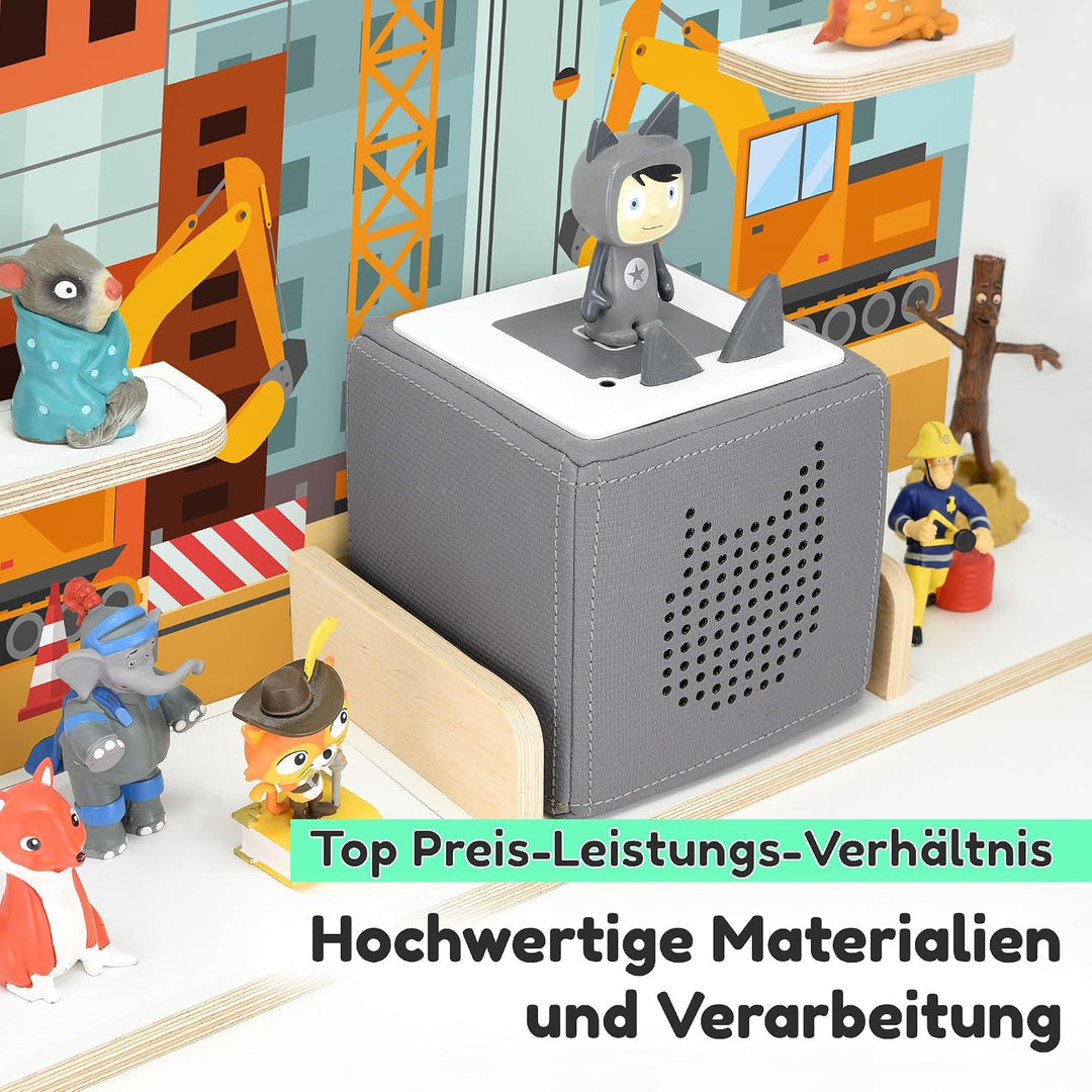 stadtecken Holzregal für Toniebox – Regal für Musikbox und ca. 50 Tonies | Tonie Aufbewahrung fürs K