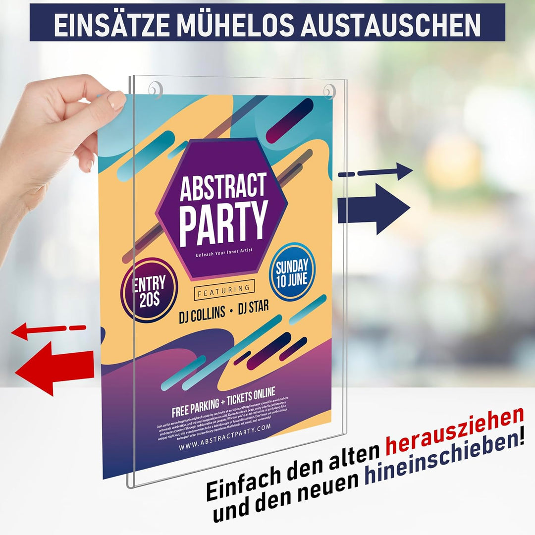 Acryl Schildhalter A4, 6 Stück, Transparenter Rahmen Papierhalter mit mehreren Befestigungsoptionen
