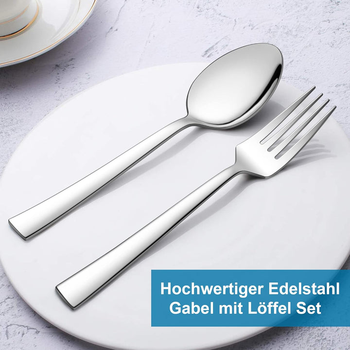 Gabeln und Löffel Set, HaWare 12 Stück Edelstahl Esslöffel und Tafelgabeln Set, Modernes & Elegantes