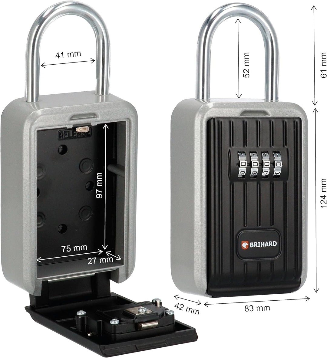 Brihard Key Lock Box All Season mit wasserdichter Abdeckung, tragbar mit Bügel oder an der Wand mont