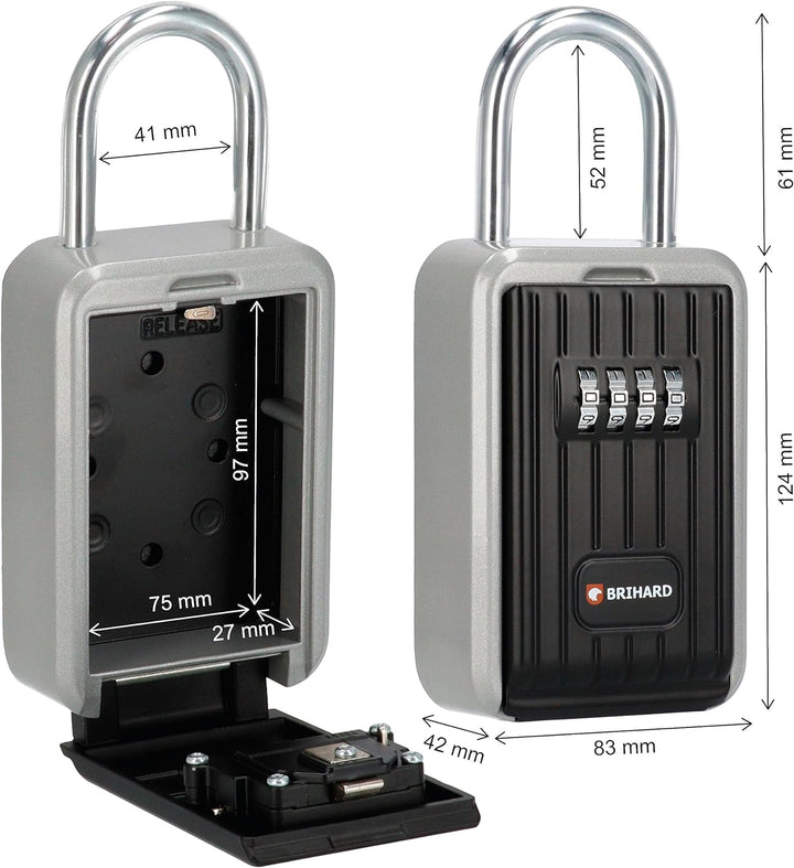 Brihard Key Lock Box All Season mit wasserdichter Abdeckung, tragbar mit Bügel oder an der Wand mont