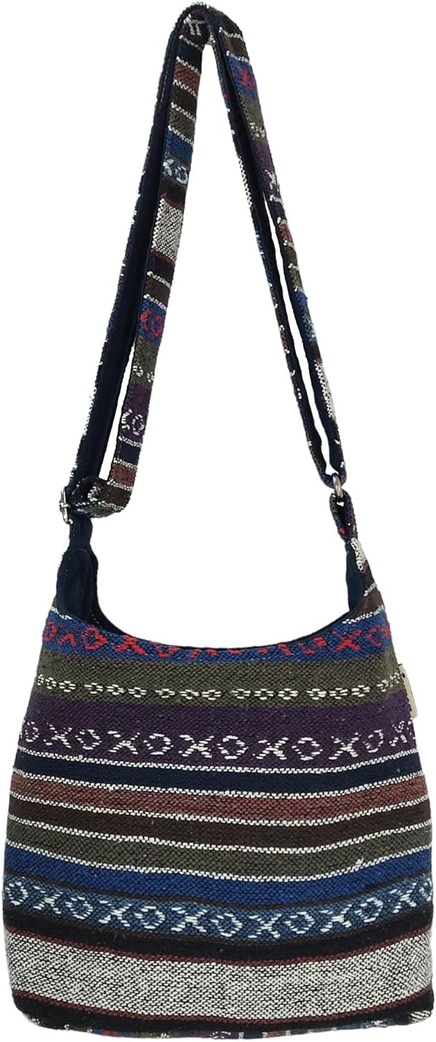 Sunsa Damen Umhängetasche. Hobo Tasche aus gewebter Baumwolle mit verstellbare Henkel. Crossbody Sch