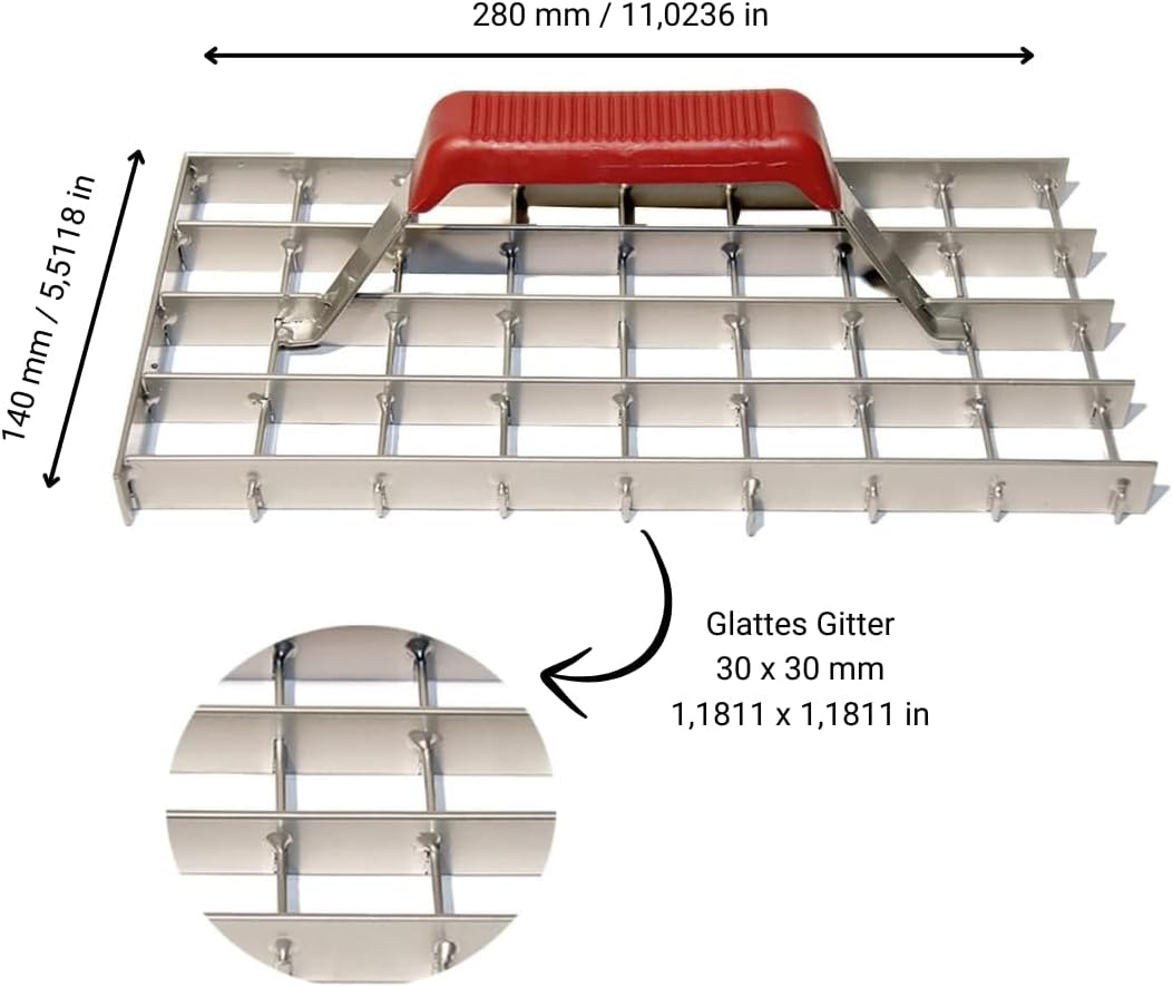 Gitterrabot, Schleifraspel, Schleifhobel, Putzhobel (glatt, Gitterweite 30x30 mm), Glatt, Gitterweit