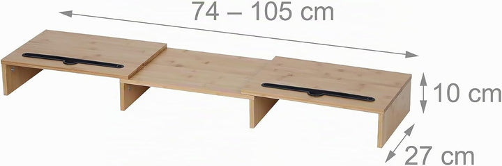 Relaxdays Monitorständer, 2 Monitore, ausziehbare Segmente, Breite 74-105 cm, ergonomische PC Ablage