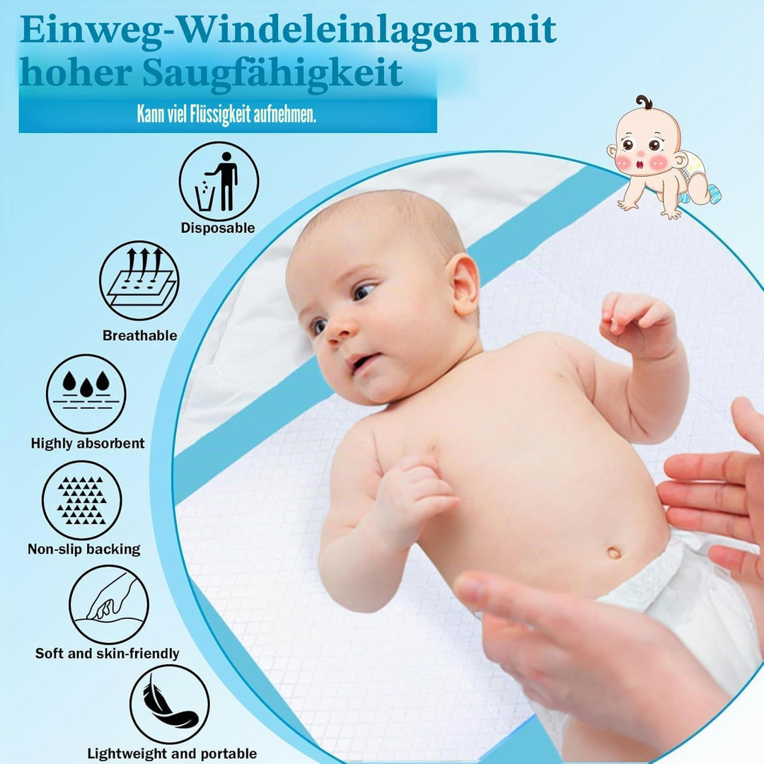 50 Stück Wickelunterlage Einweg, 45 x 60 cm Baby Wickelauflage für Unterwegs, Baby Changing Mat, Ink