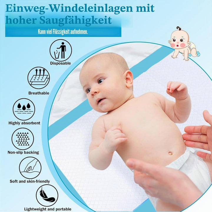 50 Stück Wickelunterlage Einweg, 45 x 60 cm Baby Wickelauflage für Unterwegs, Baby Changing Mat, Ink