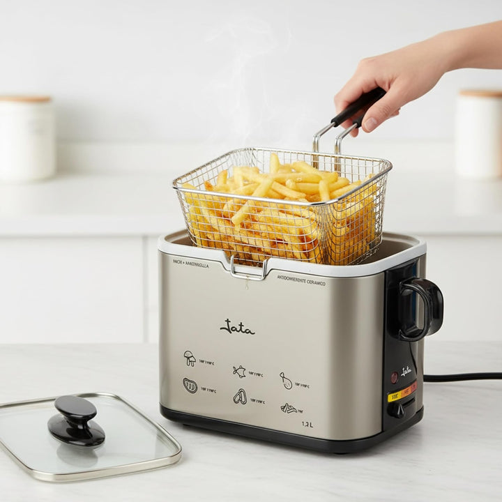 Jata - FR326E - Friteuse, 1000 watts, Couleurs Noir / Argent, 1.3L, Schwarz / Silberfarben