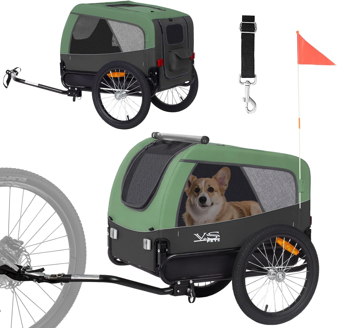 Tiggo VS Medium Hundeanhänger Fahrradanhänger für Hunden bis 23kg Grün/Grau, Grün/Grau