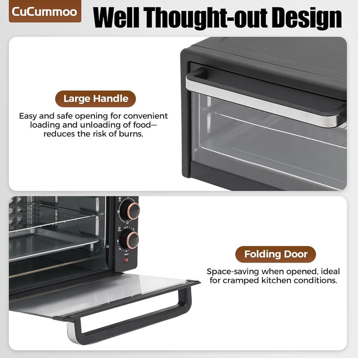 22 L Minibackofen, Mini Backofen mit Grillrost, Backblech vielseitiger Ofen mit einstellbarer Temper