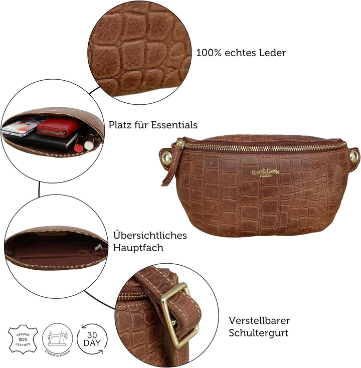 Gusti Gürteltasche Leder - Annabelle Damen und Herren Gürteltasche Bauchtasche Handtasche Ledertasch