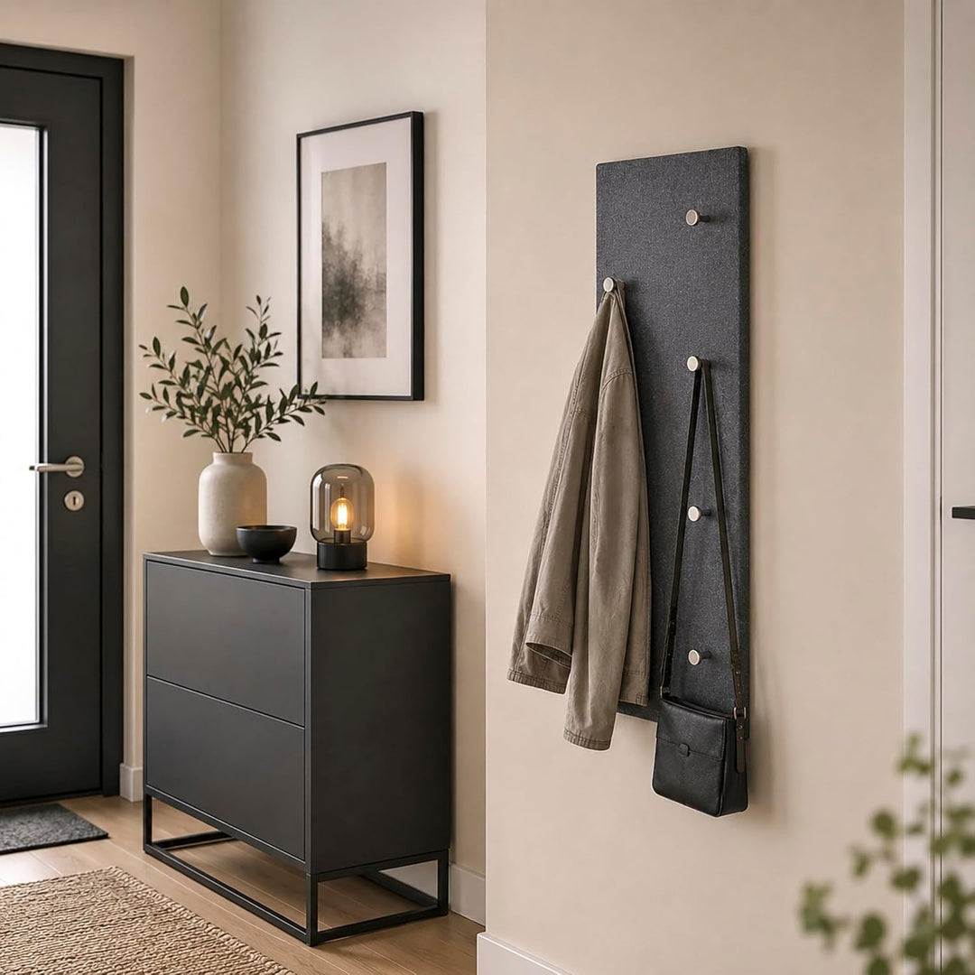 HAKU Möbel Wandgarderobe, MDF, granitoptik-chrom, B 80 x T 6 x H 30 cm, Granitoptik-chrom