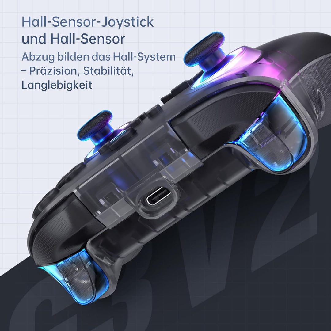 Machenike G3V2 Controller PC, Gamepad PC Wireless, 2 Einstellbare Hall Effekt Joystick, 2 Programmie