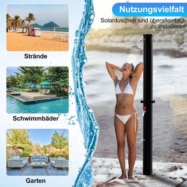 Ansobea Solardusche - 20 Liter Solar Gartendusche mit Schutzabdeckung, 180° Verstellbarer Duschkopf,