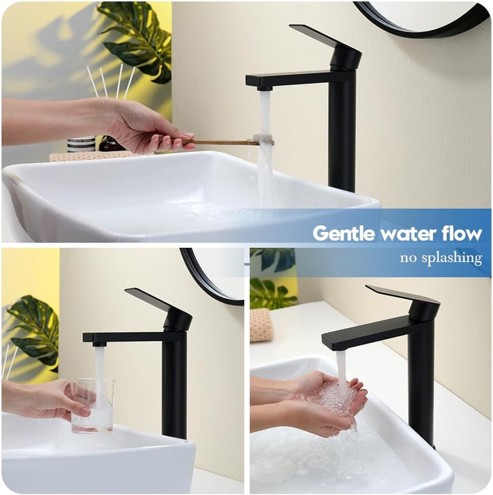 Decaura Waschtischarmatur Schwarz Matt Hoch Wasserhahn Bad Badezimmer Waschbecken Armatur Edelstahl