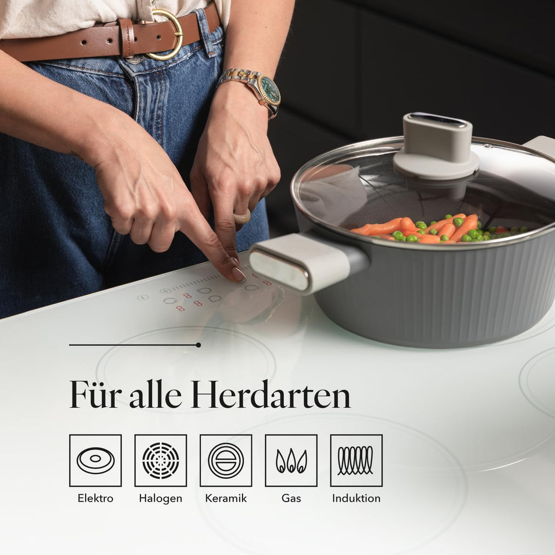 FLORINA Aluminiumtopf Serrano 2,1 l 20 cm I Töpfe mit Soft-Touch-Griffen I Leichter und langlebiger