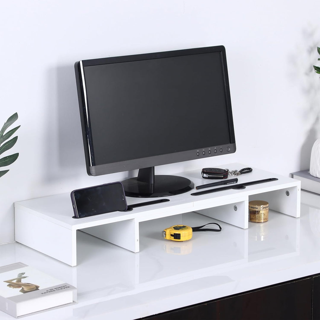 Relaxdays Monitorständer, 2 Monitore, ausziehbare Segmente, Breite 74-105 cm, ergonomische Bildschir