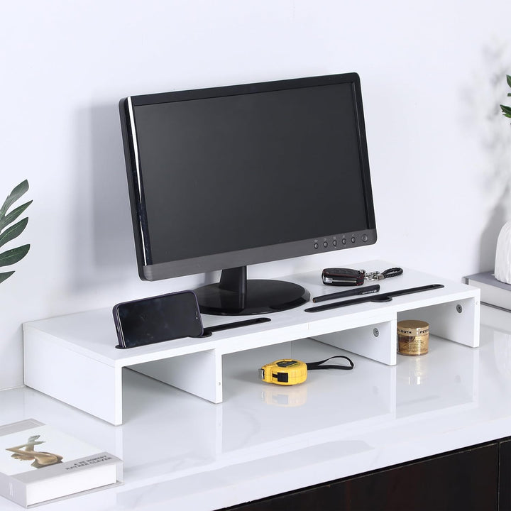 Relaxdays Monitorständer, 2 Monitore, ausziehbare Segmente, Breite 74-105 cm, ergonomische Bildschir