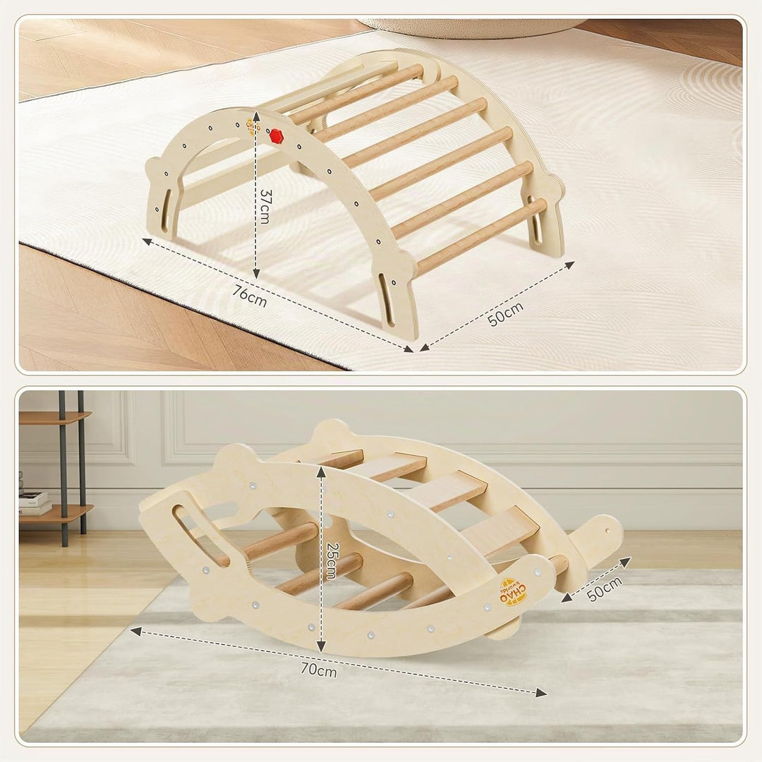 Kletterbogen 2-in-1 Montessori Bogenwippe mit Kissen – Kletterspielzeug für Kleinkinder, Sensoriktis