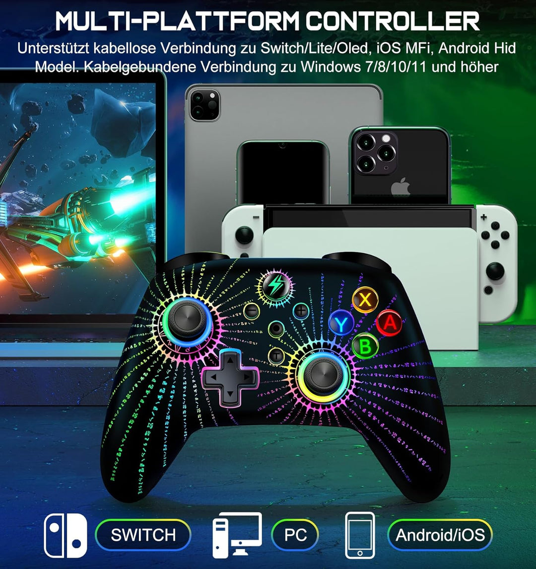 ALEEMTRY Switch Controller, Wireless Controller Switch mit RGB Joystick/Programmierbare & Sync Taste