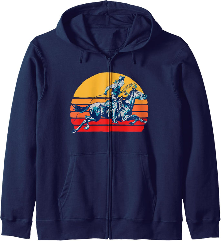 Retro Roping Cowboy Vintage Graphic Kapuzenjacke