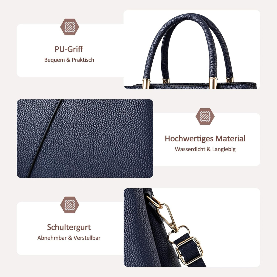 DORRISO Mode Handtasche Damen Elegant Tote Tasche mit Schickem Blumenanhänger Henkeltasche für Einka