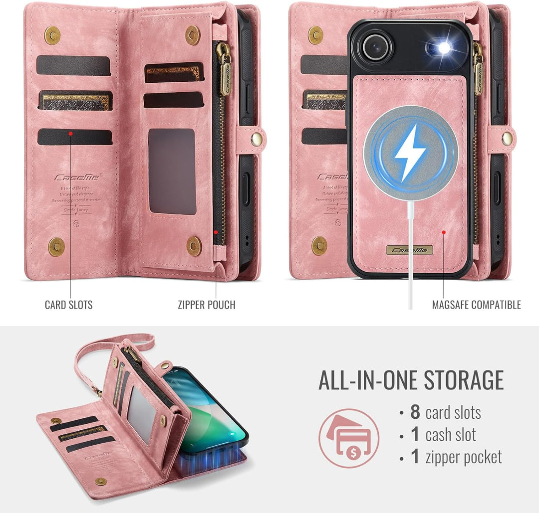 für iPhone Air Hülle, Flip PU Leder TPU Stossfest Kartenfach Tasche Handyhülle für iPhone Air, Magne