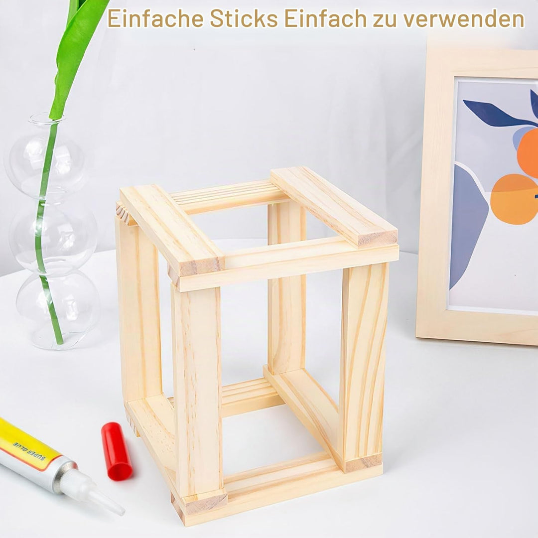 KQDRAVINE 100 Stück bastelholz klötzchen, 100 x 20 x 7mm Holzbausteine Bastelklötzchen holzklötze Ho