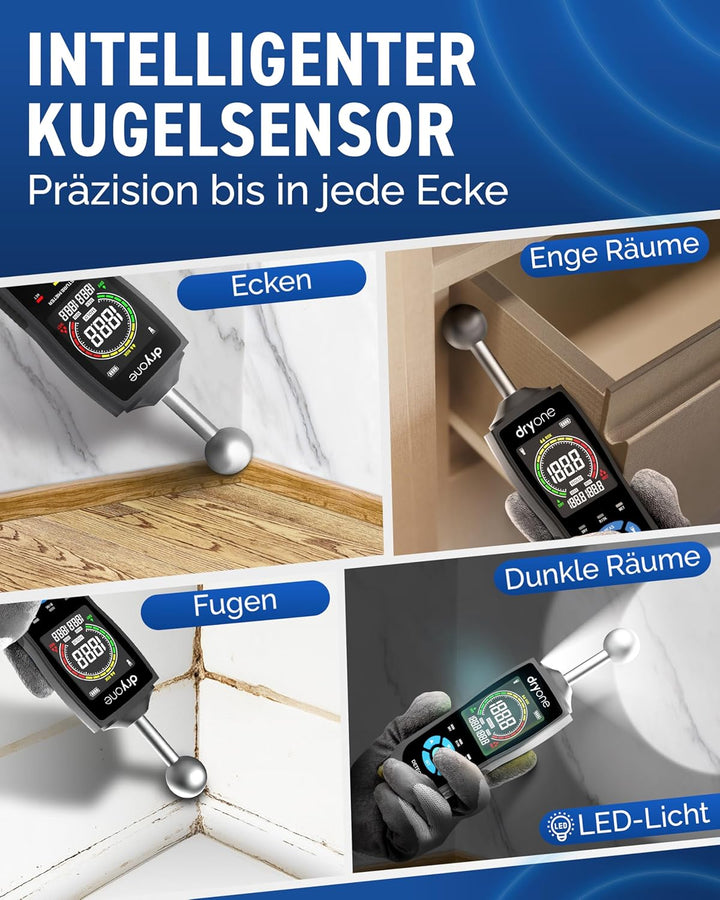 DryOne® DetectX Feuchtigkeitsmessgerät für Wand, Holz, Mauerwerk, Estrich & Beton - verlässliche Mes