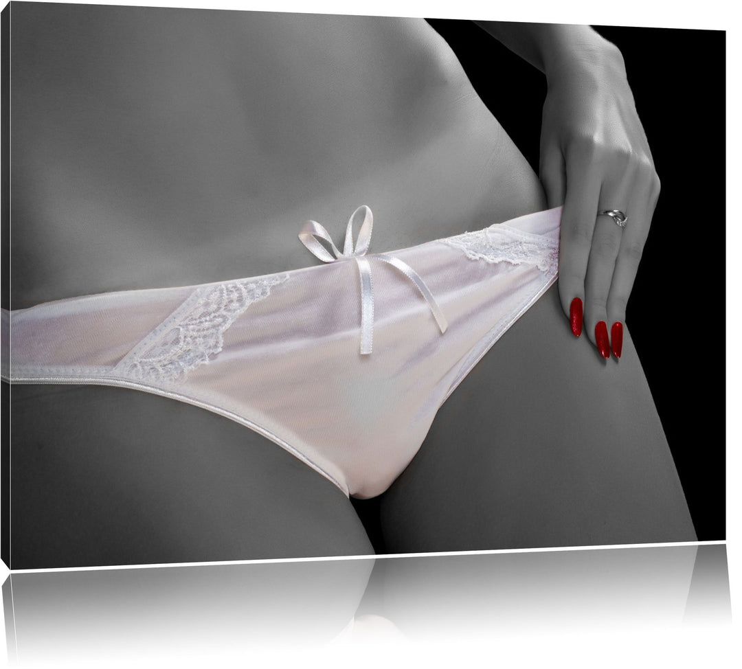 weisses Dessous schwarz/weiss Format: 100x70 auf Leinwand, XXL riesige Bilder fertig gerahmt mit Kei