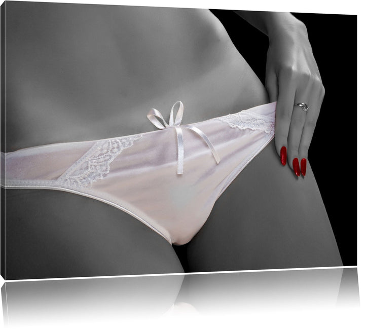 weisses Dessous schwarz/weiss Format: 100x70 auf Leinwand, XXL riesige Bilder fertig gerahmt mit Kei