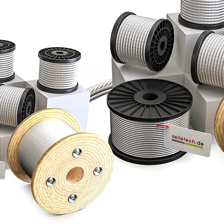 Seiletech.de STAHLSEIL | 3mm | 50m | Edelstahl INOX | 7x7 mittelweich | Drahtseil für Rankhilfe Rost