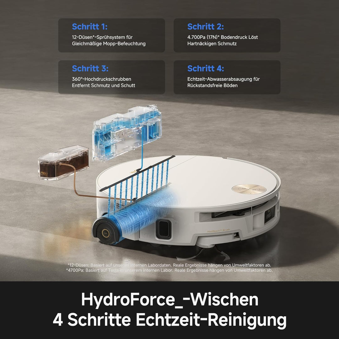 Mova S70 Ultra Roller Saugroboter mit 32.000Pa Saugkraft und HydroForce-Wischen, CovertSense-Navi, A