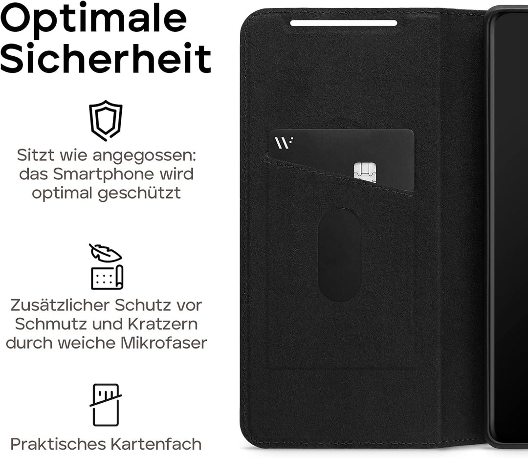 WIIUKA Hülle für Google Pixel 7, Leder aus Deutschland, mit Kartenfach, extra Dünn, Handyhülle mit S