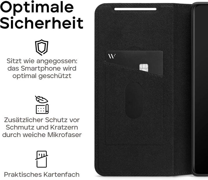 WIIUKA Hülle für Google Pixel 7, Leder aus Deutschland, mit Kartenfach, extra Dünn, Handyhülle mit S