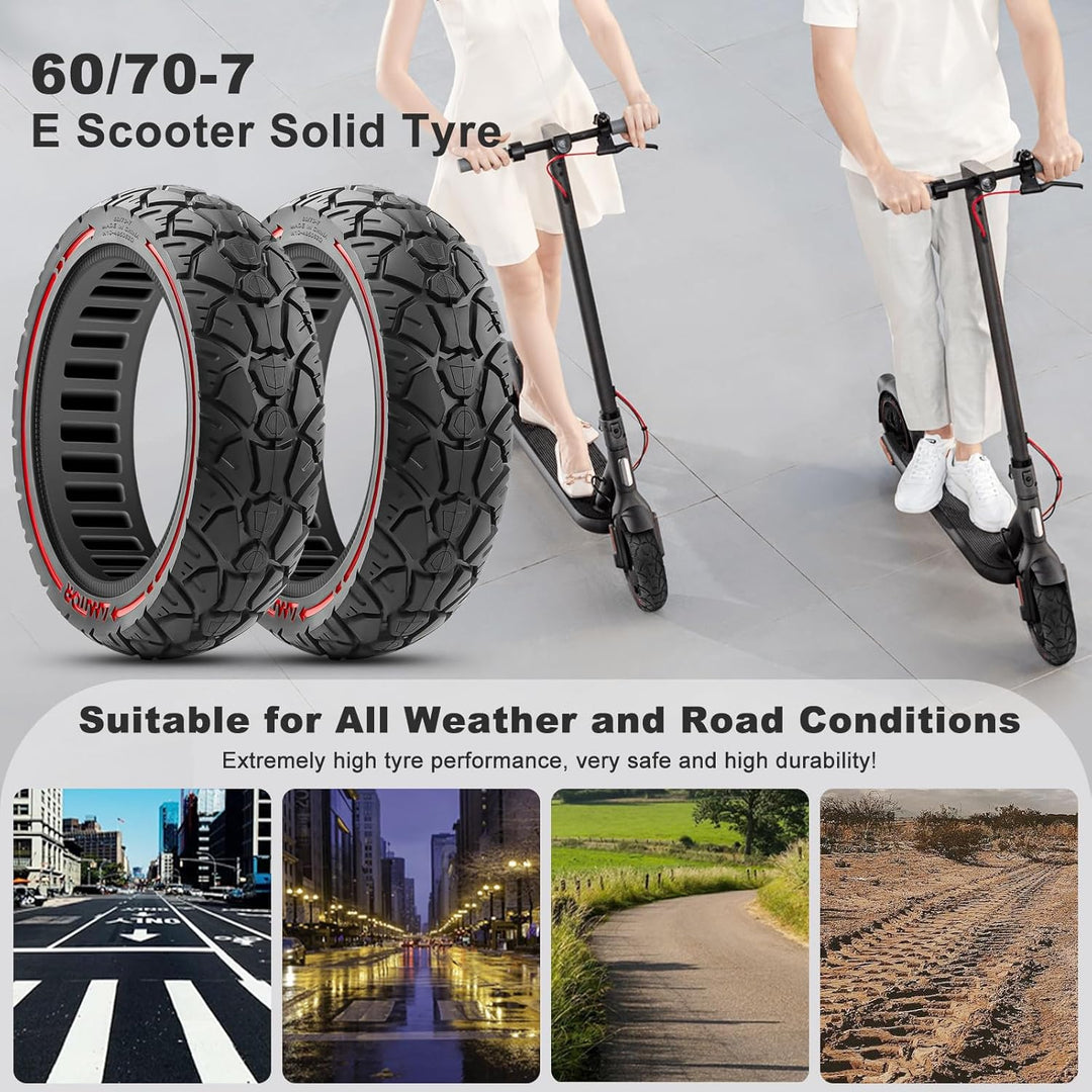 60/70-7.0 Reifen Offroad für Xiaomi 4 Pro Vollgummireifen E-Scooter (1. Gen), Abriebfeste & Pannensi