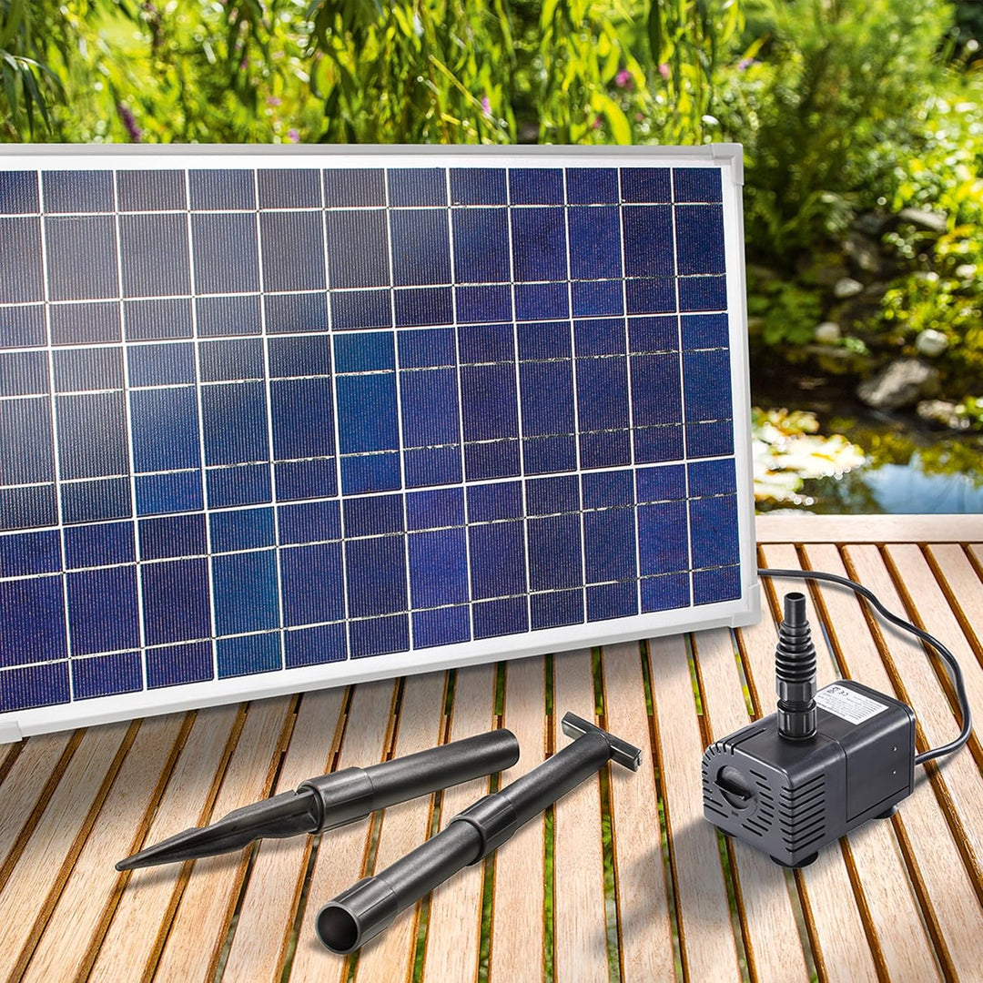Solar Bachlaufset 25 Watt Solarmodul 1600 l/h Förderleistung 2,3 m Förderhöhe Komplettset Gartenteic