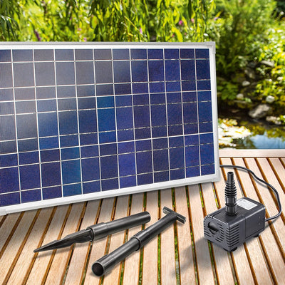 Solar Bachlaufset 25 Watt Solarmodul 1600 l/h Förderleistung 2,3 m Förderhöhe Komplettset Gartenteic