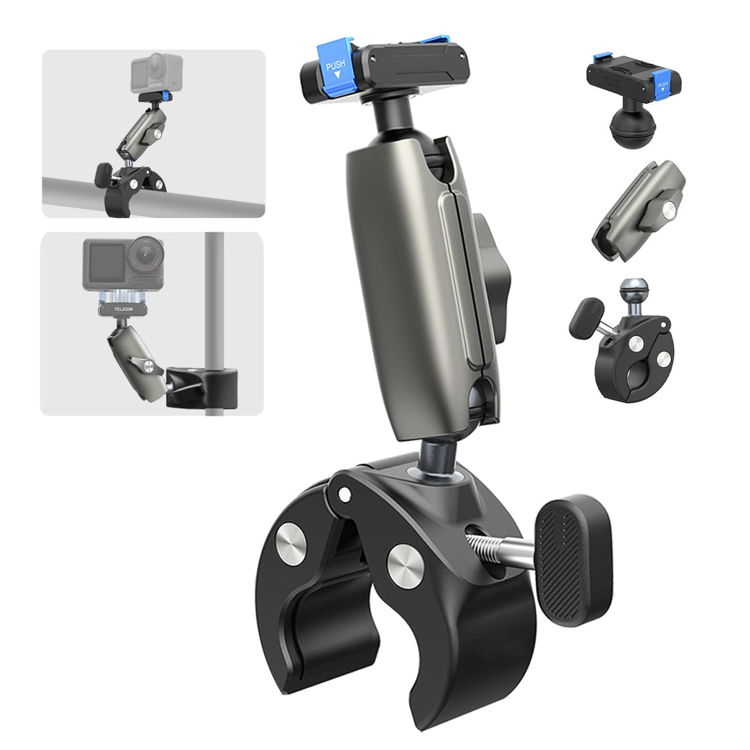 Super-Klemmhalterung Fahrrad-/Motorradhalterung für DJI Osmo 360/Action 5 Pro/4/3/Pocket 3 | Magneti