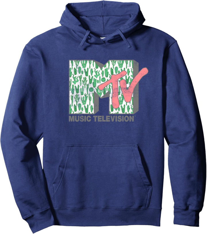 MTV Distressed Cactus Logo Fill Pullover Hoodie