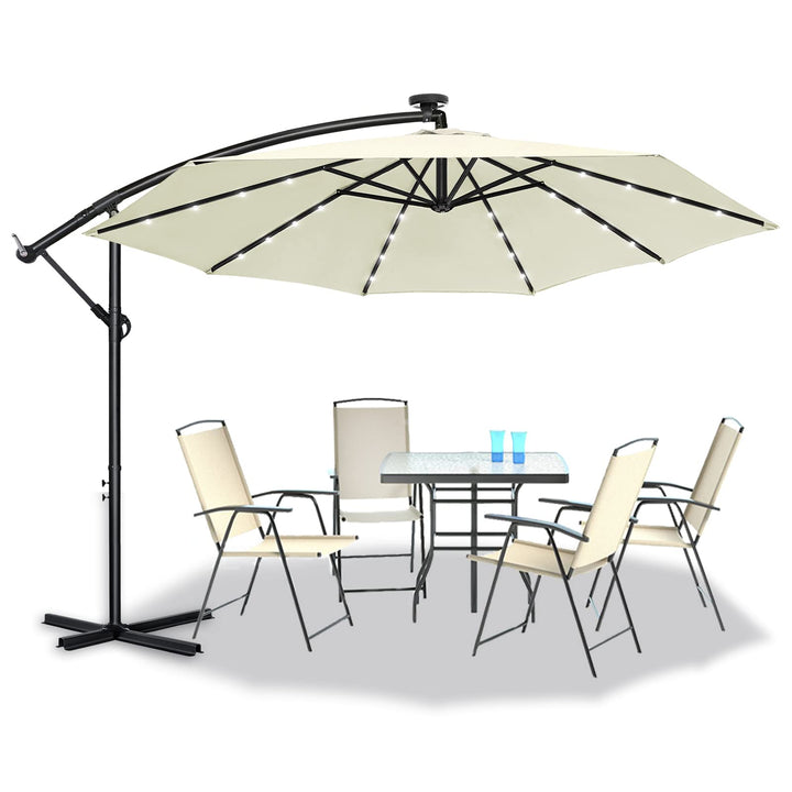 ACXIN Alu Sonnenschirme Ø350cm mit Solar LED Beleuchtung Ampelschirm mit Kurbelvorrichtung Höhenvers