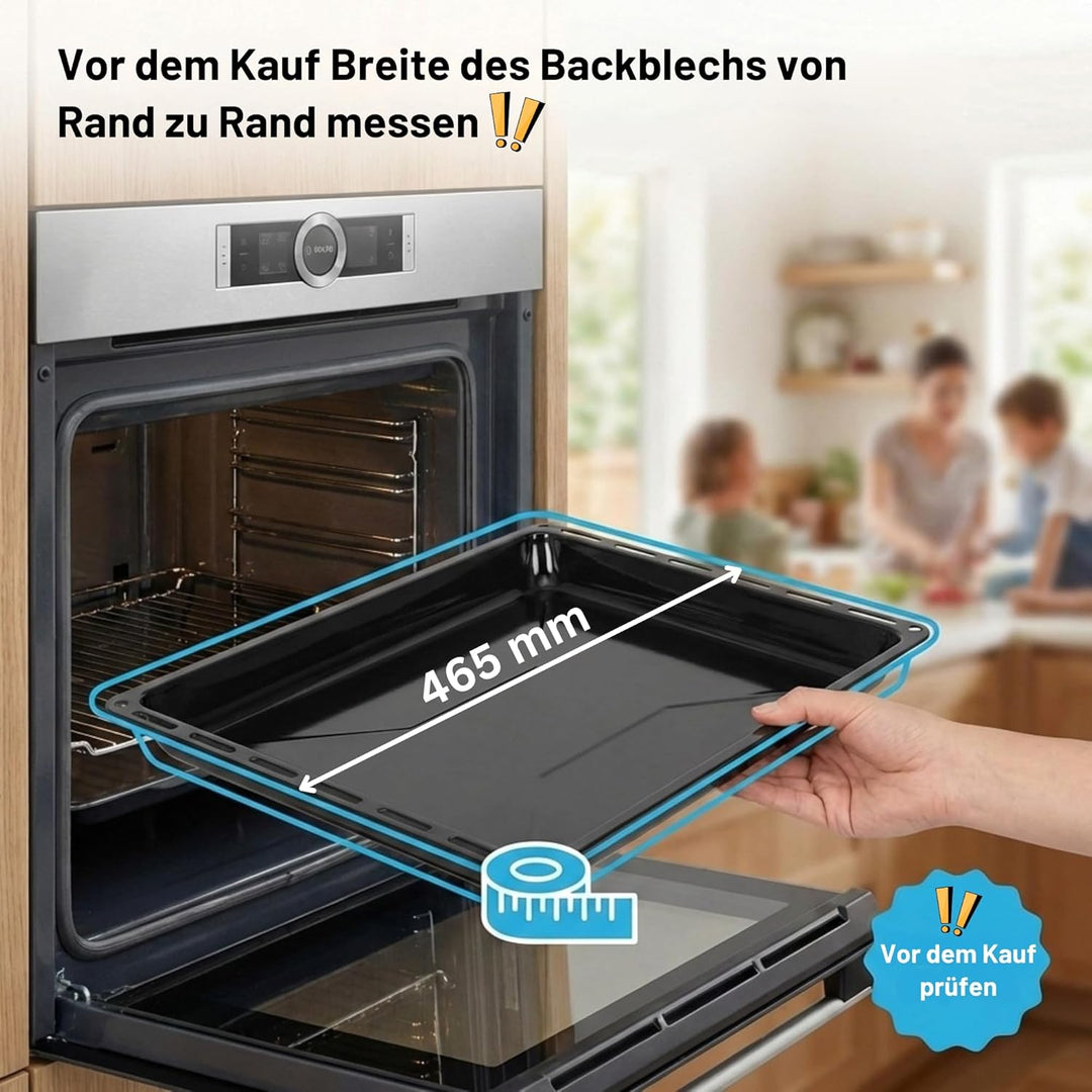 ICQN Backblech 465 x 370 x 60 mm Tief, Emailliert Fettpfanne für Backofen und Herd, Passend für Bosc