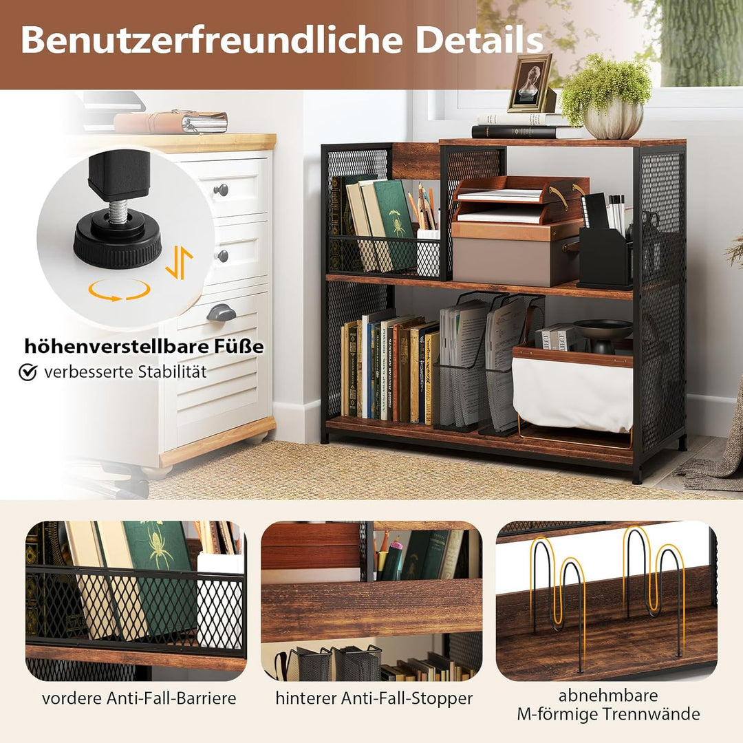 COSTWAY 3-stöckiger Plattenspielerständer für bis zu 300 Alben, Grammophontisch mit 3 herausnehmbare
