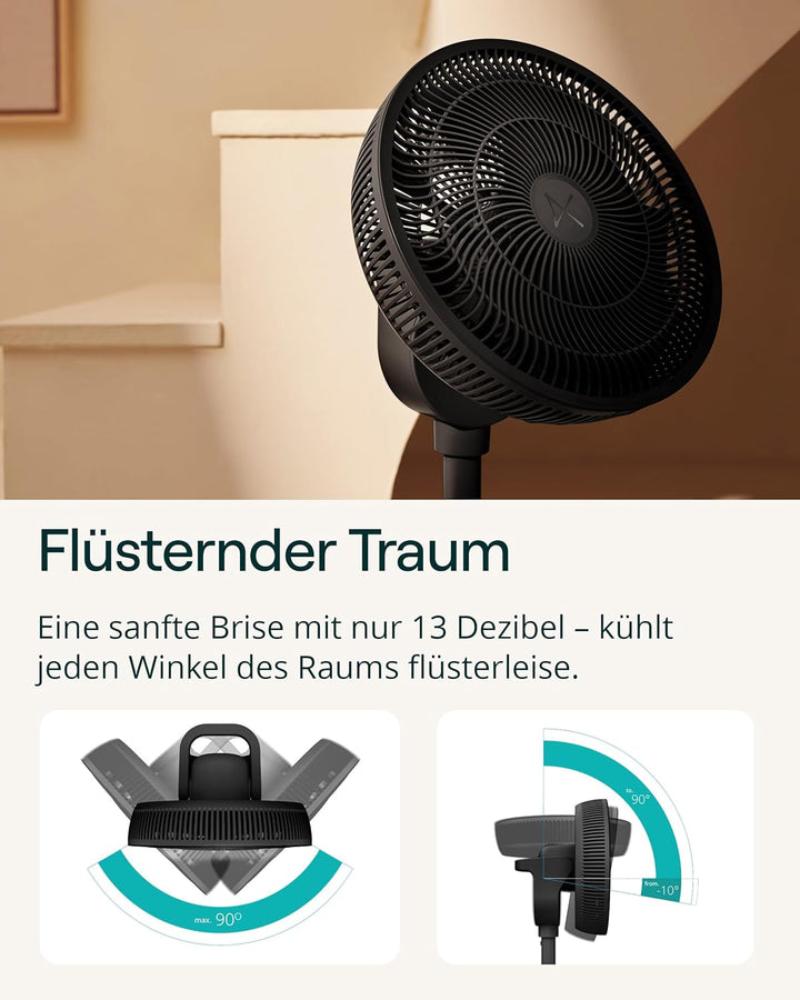 Duux Whisper 3 Standventilator – Energiesparender Ventilator mit 26 Geschwindigkeiten, Timer & Nacht