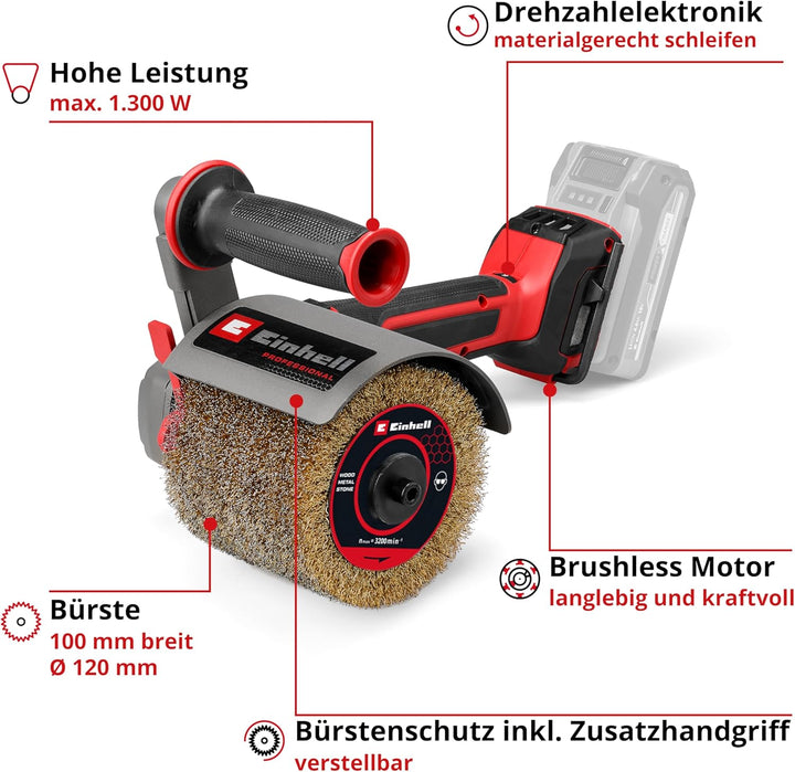 Einhell Professional Akku-Bürstenschleifer TP-BR 18/32 Li BL-Solo Power X-Change (18 V, Brushless, m