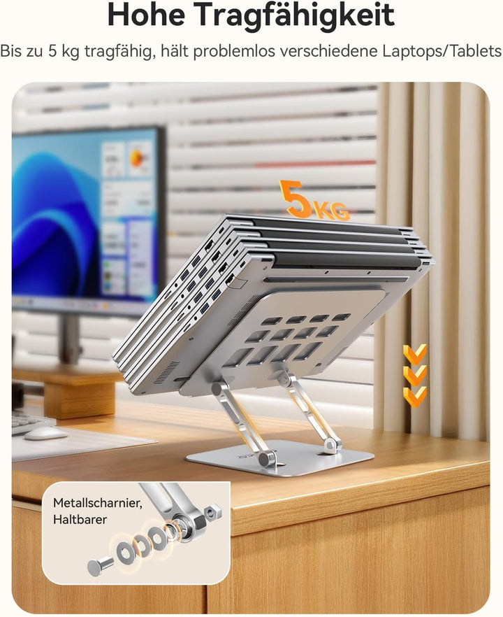 ORICO Laptop Ständer Höhenverstellbarer, Faltbarer Aluminium Notebook Ständer, Belüfteter Ergonomisc