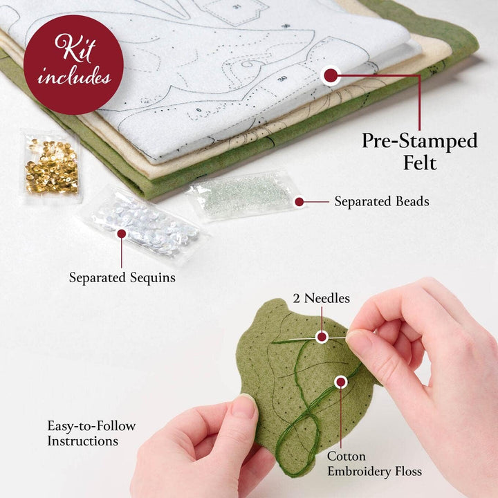 Bucilla Holiday Glitzer-Set mit 6 Filzapplikationen, ideal für DIY-Kunst und Handwerk, 89637E