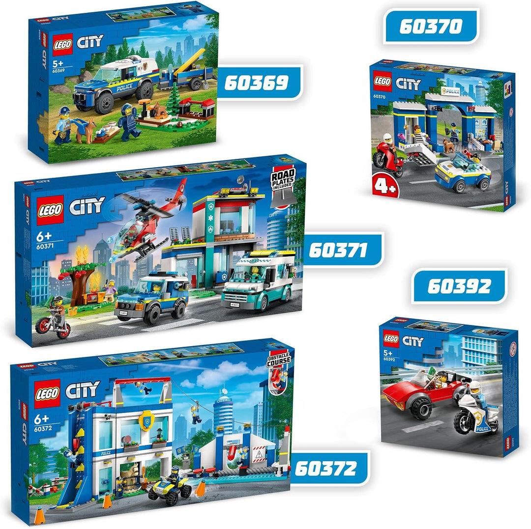 LEGO 60371 City Hauptquartier der Rettungsfahrzeuge mit Feuerwehr-Hubschrauber, Krankenwagen, Motorr