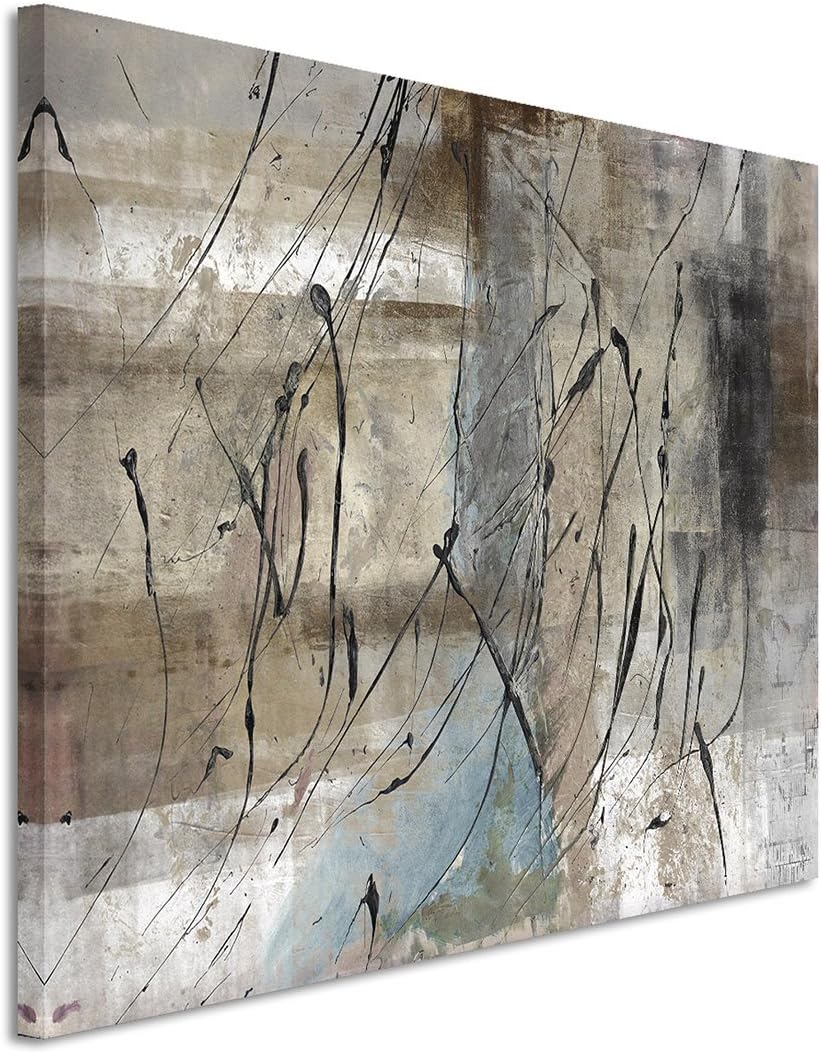 Paul Sinus Art 80x60cm Fotoleinwand Leinwanddruck Kunstdruck Wandbild grau beige schwarz Striche