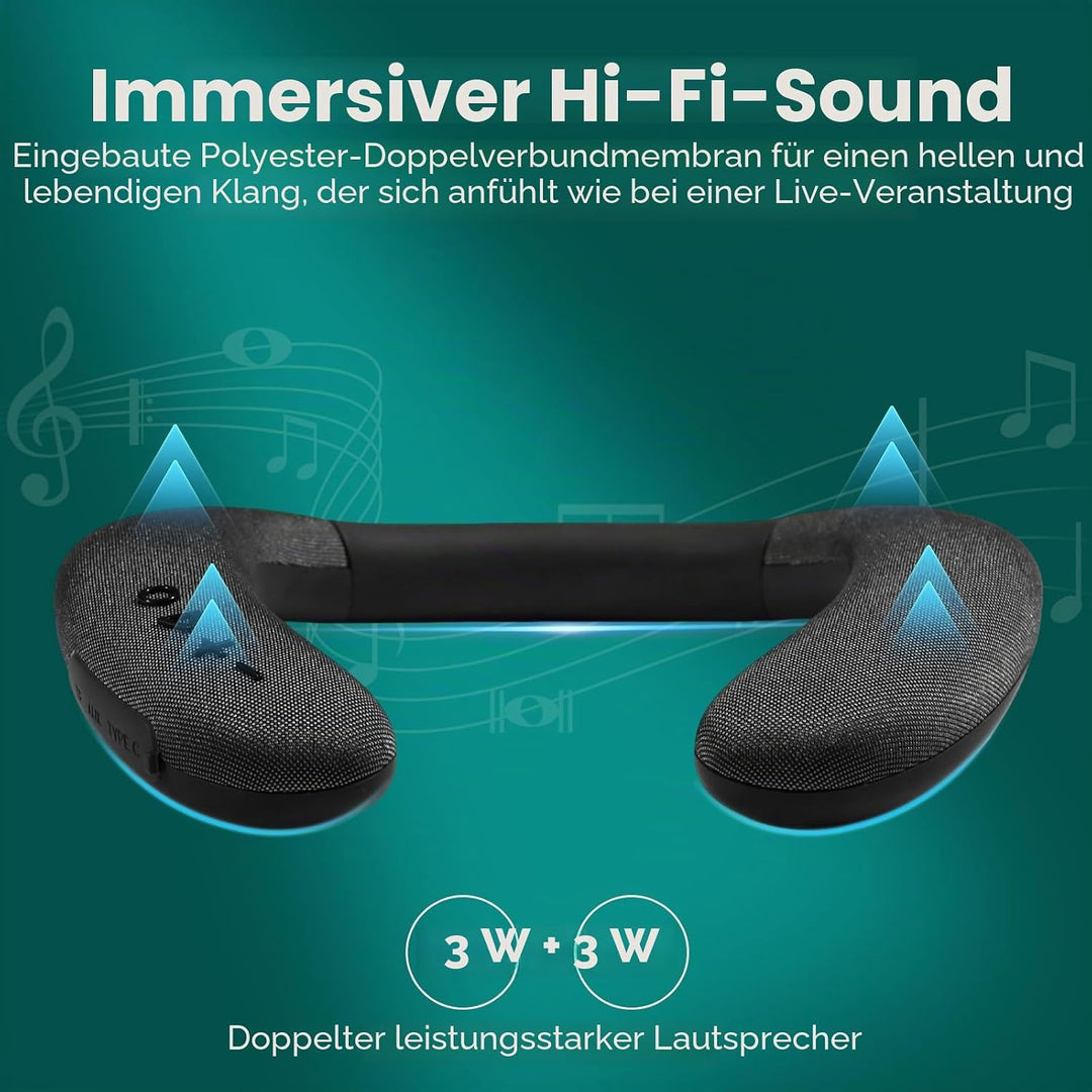 AURTEC Kabelloser Nackenlautsprecher, Bluetooth 5.4, tragbarer Nackenbügel-Lautsprecher, 12 Stunden